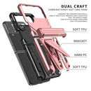 For Samsung Galaxy Z Flip4 Super V Armor Kickstand Shockproof Phone Case(Rose Gold)