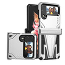 For Samsung Galaxy Z Flip4 Super V Armor Kickstand Shockproof Phone Case(Silver)