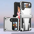 For Samsung Galaxy Z Flip4 Super V Armor Kickstand Shockproof Phone Case(Silver)