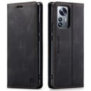 For Xiaomi 12 Lite AutSpace A01 Retro Skin-feel Crazy Horse RFID Leather Phone Case(Black)