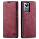 For Xiaomi 12 Lite AutSpace A01 Retro Skin-feel Crazy Horse RFID Leather Phone Case(Wine Red)