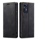 For Xiaomi 12 Pro AutSpace A01 Retro Skin-feel Crazy Horse RFID Leather Phone Case(Black)