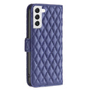 For Samsung Galaxy S22 5G Diamond Lattice Wallet Leather Flip Phone Case(Blue)