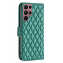For Samsung Galaxy S22 Ultra 5G Diamond Lattice Wallet Leather Flip Phone Case(Green)