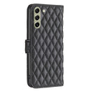 For Samsung Galaxy S21 FE / S21 Lite Diamond Lattice Wallet Leather Flip Phone Case(Black)