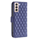 For Samsung Galaxy S21 Plus 5G Diamond Lattice Wallet Leather Flip Phone Case(Blue)