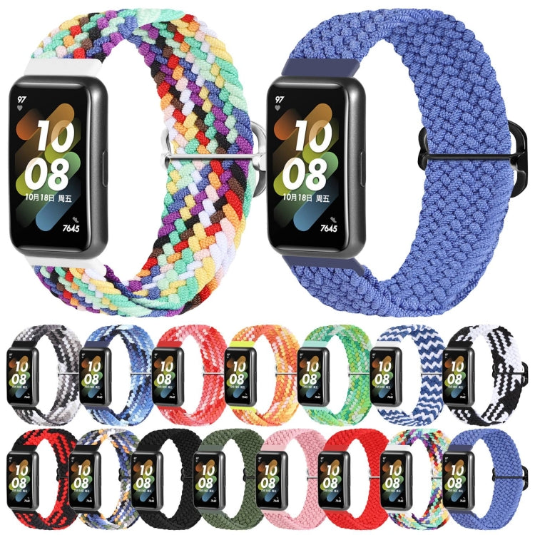 For Huawei Band 7 Nylon Braided Buckle Watch Band(Black)