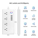 ZigBee 10A SM-SO301-U 2500W 4 Holes + 4 USB Smart Power Strip, US Plug(White)