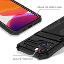 For iPhone 14 Kickstand Armor Card Wallet Phone Case (Black)