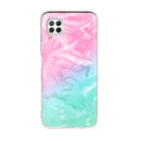 For Huawei P40 lite Marble Pattern Soft TPU Protective Case(Pink Green)