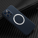 For iPhone 13 Pro Carbon Fiber Texture MagSafe Magnetic Phone Case (Blue)