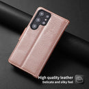 For Samsung Galaxy S22 Ultra 5G Litchi Texture Magnetic Detachable Wallet Leather Phone Case(Rose Gold)