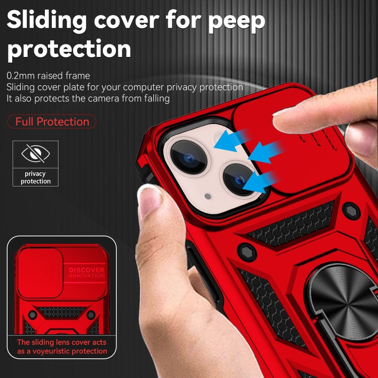 Sliding Camshield Holder Phone Case For iPhone 14(Red)