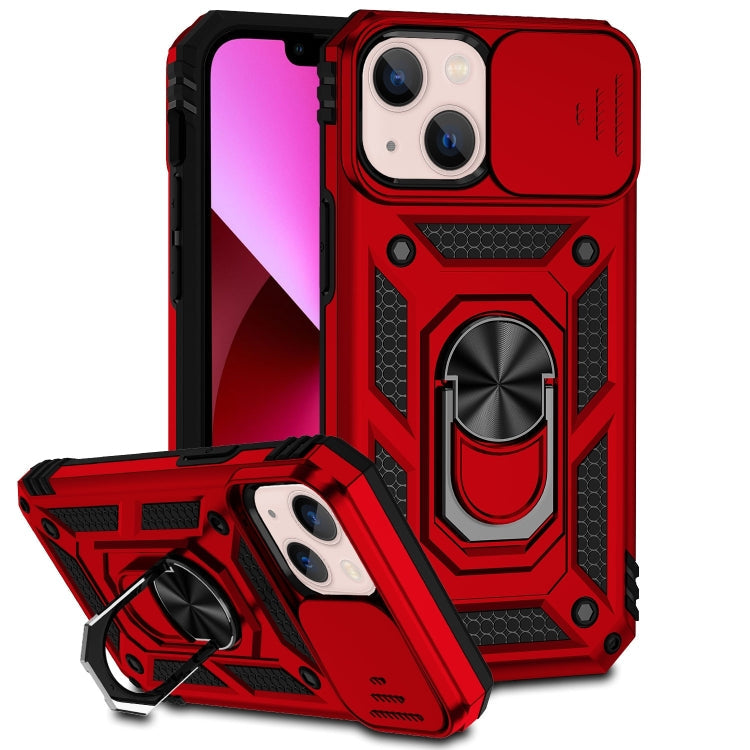 Sliding Camshield Holder Phone Case For iPhone 14(Red)
