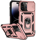 Sliding Camshield Holder Phone Case For iPhone 14 Pro(Rose Gold)