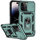 Sliding Camshield Holder Phone Case For iPhone 14 Pro(Dark Green)