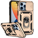 Sliding Camshield Holder Phone Case For iPhone 14 Pro Max(Gold)