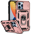 Sliding Camshield Holder Phone Case For iPhone 14 Pro Max(Rose Gold)