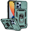 Sliding Camshield Holder Phone Case For iPhone 14 Pro Max(Dark Green)