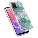 For Samsung Galaxy A03s 164mm 2.0mm Airbag Shockproof TPU Phone Case(Ink Green Marble)