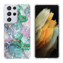 For Samsung Galaxy S21 Ultra 5G 2.0mm Airbag Shockproof TPU Phone Case(Ink Green Marble)