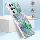 For Samsung Galaxy S21 Ultra 5G 2.0mm Airbag Shockproof TPU Phone Case(Ink Green Marble)