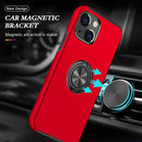 Magnetic Ring Kickstand Shockproof Phone Case For iPhone 14 Max(Red)