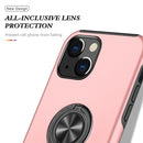 Magnetic Ring Kickstand Shockproof Phone Case For iPhone 14 Max(Rose Gold)