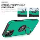 Magnetic Ring Kickstand Shockproof Phone Case For iPhone 14 Max(Dark Green)