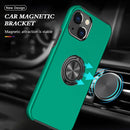 Magnetic Ring Kickstand Shockproof Phone Case For iPhone 14 Max(Dark Green)