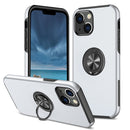 Magnetic Ring Kickstand Shockproof Phone Case For iPhone 14 Max(Silver)