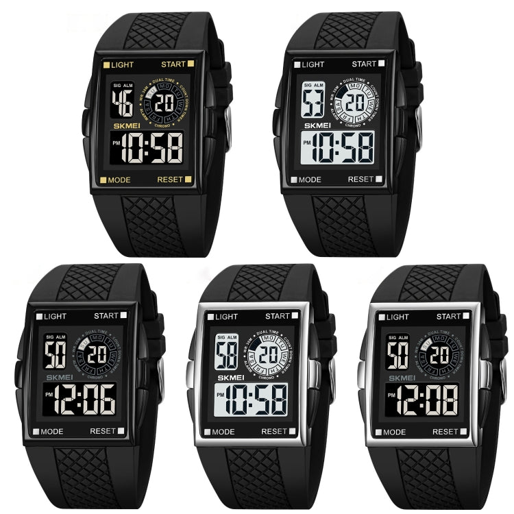 SKMEI 1967 Stainless Steel Buckle PU Strap Waterproof Electronic Watch(Silver and White Machine)