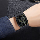 SKMEI 1967 Stainless Steel Buckle PU Strap Waterproof Electronic Watch(Silver and White Machine)