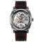 SKMEI 9271 Stainless Steel Buckle Leather Strap Waterproof Mechanical Watch(Red)