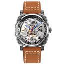 SKMEI 9271 Stainless Steel Buckle Leather Strap Waterproof Mechanical Watch(Brown)