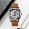 SKMEI 9271 Stainless Steel Buckle Leather Strap Waterproof Mechanical Watch(Brown)