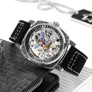 SKMEI 9271 Stainless Steel Buckle Leather Strap Waterproof Mechanical Watch(Brown)