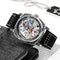 SKMEI 9271 Stainless Steel Buckle Leather Strap Waterproof Mechanical Watch(Brown)