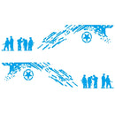 2 PCS/Set D-123 Soldiers Pattern Car Modified Decorative Sticker(Blue)