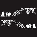 2 PCS/Set D-123 Soldiers Pattern Car Modified Decorative Sticker(White)
