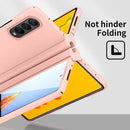 For Samsung Galaxy Z Fold4 Macaron Hinge Phone Case with Stylus Pen Fold Edition & Protective Film(Pink)