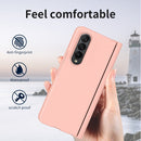 For Samsung Galaxy Z Fold4 Macaron Hinge Phone Case with Stylus Pen Fold Edition & Protective Film(Pink)