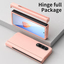 For Samsung Galaxy Z Fold4 Macaron Hinge Phone Case with Stylus Pen Fold Edition & Protective Film(Pink)