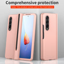 For Samsung Galaxy Z Fold4 Macaron Hinge Phone Case with Stylus Pen Fold Edition & Protective Film(Pink)