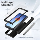 For Samsung Galaxy Z Fold4 Macaron Hinge Phone Case with Stylus Pen Fold Edition & Protective Film(Black)