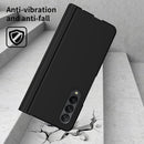 For Samsung Galaxy Z Fold4 Macaron Hinge Phone Case with Stylus Pen Fold Edition & Protective Film(Black)