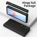 For Samsung Galaxy Z Fold4 Macaron Hinge Phone Case with Stylus Pen Fold Edition & Protective Film(Black)