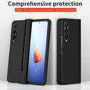 For Samsung Galaxy Z Fold4 Macaron Hinge Phone Case with Stylus Pen Fold Edition & Protective Film(Black)
