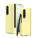 For Samsung Galaxy Z Fold4 Macaron Hinge Phone Case with Stylus Pen Fold Edition & Protective Film(Yellow)