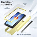 For Samsung Galaxy Z Fold4 Macaron Hinge Phone Case with Stylus Pen Fold Edition & Protective Film(Yellow)